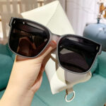 Translucent grey oversized polarized sunglasses