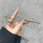 Gold slim square metal glasses