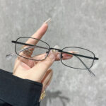 Black slim square metal glasses