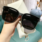 Matte black oversized polarized square sunglasses