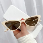Beige retro triangle cat eye sunglasses