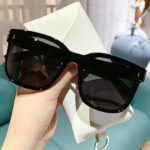 Glossy black oversized polarized sunglasses