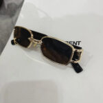 Gold brown small rectangle sunglasses
