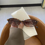 Tortoiseshell slim oval retro sunglasses