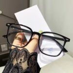 Black square anti-blue light glasses