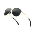Gold black aviator polarized sunglasses